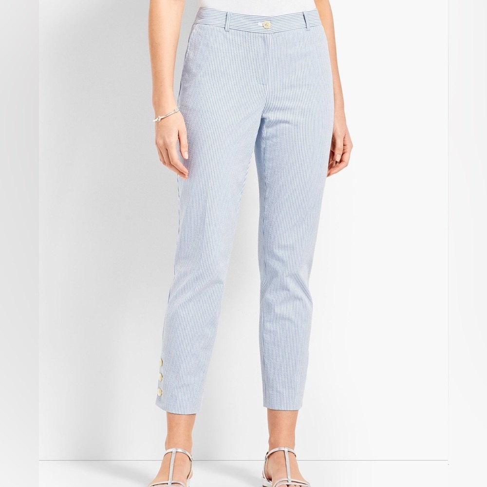TALBOTS SEERSUCKER CROP SUIT PANT
